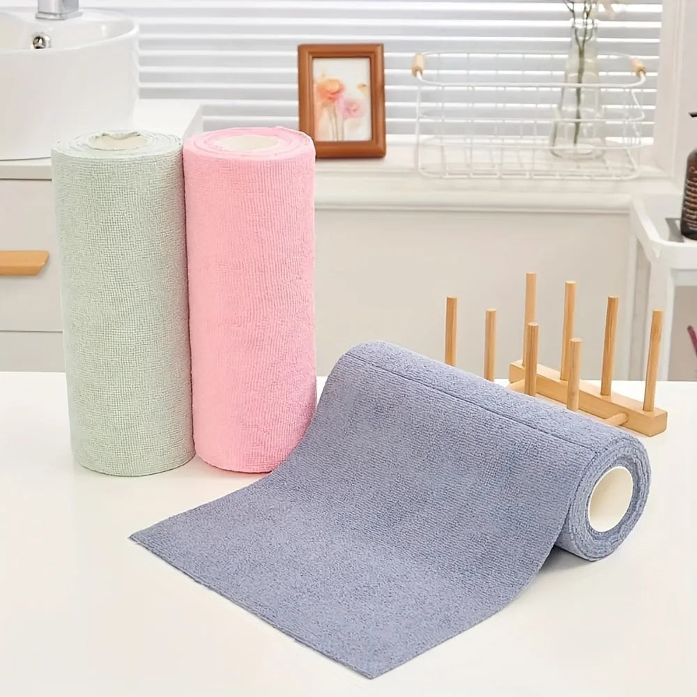 4M Reusable Kitchen Dish Cloth Roll Washable Cleaning Wipes Paper Towel Alternative Absorbent Rag for Living Room Bedroom Oasis Select