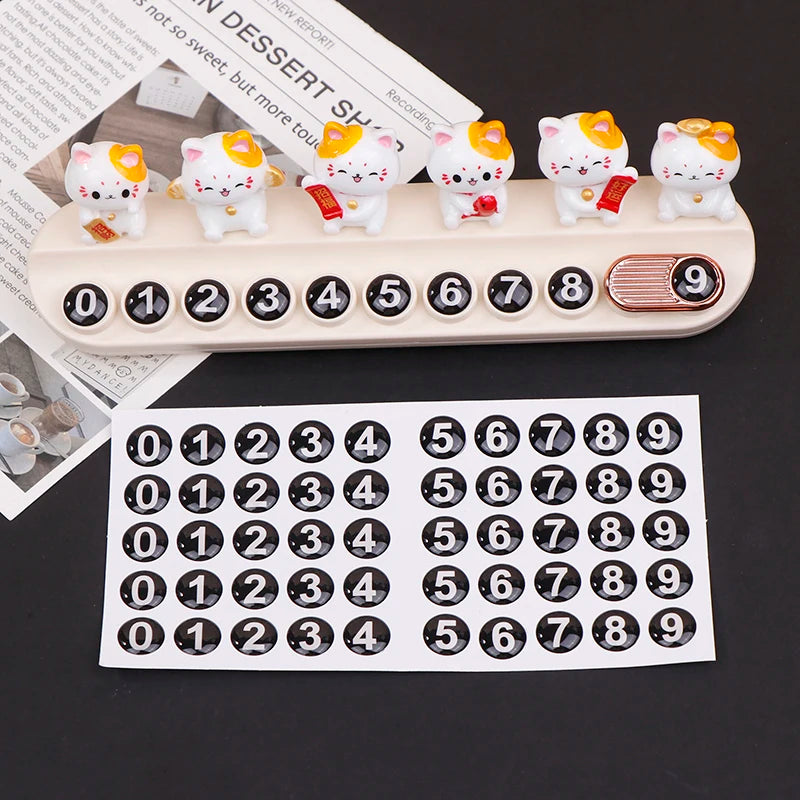 Multifunctional Car Temporary Stop Sign Cartoon Bunny Phone Number Temporary Parking Card Prompt License Plate Decoration Oasis Select