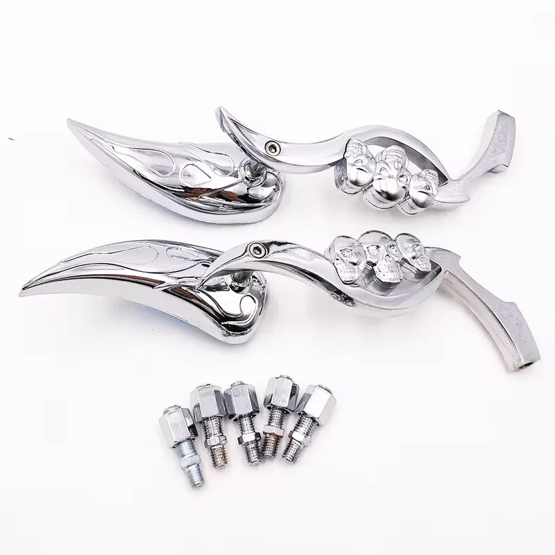 Motorcycle Rearview Mirror Modification Accessories Flame Ghost Pole Mirror for Motorbike Cycling Safety Equipment Oasis Select