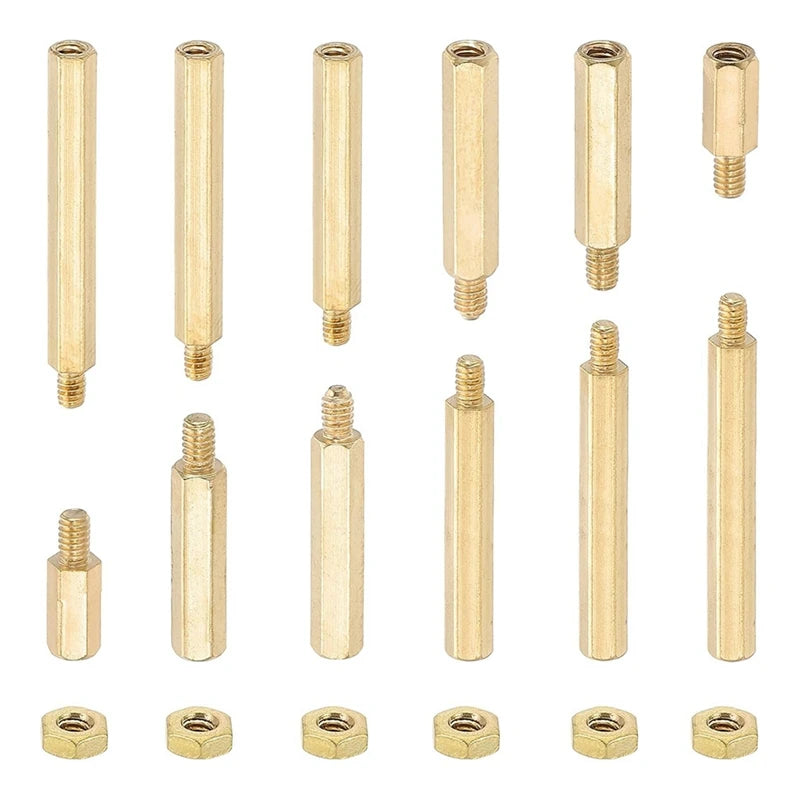 WISH M2+3Mm Support Screws, 240 Pieces Male To Female Hexagon Brass Support Washer Screw Nut Combo Kit, Gold Oasis Select Gold