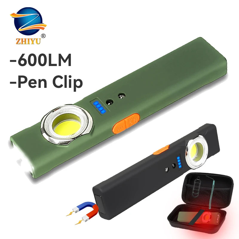 MINI USB Rechargeable LED Flashlight Portable Tail Magnet Flashlight Super Bright Camping Lantern Side COB Emergency Light Oasis Select
