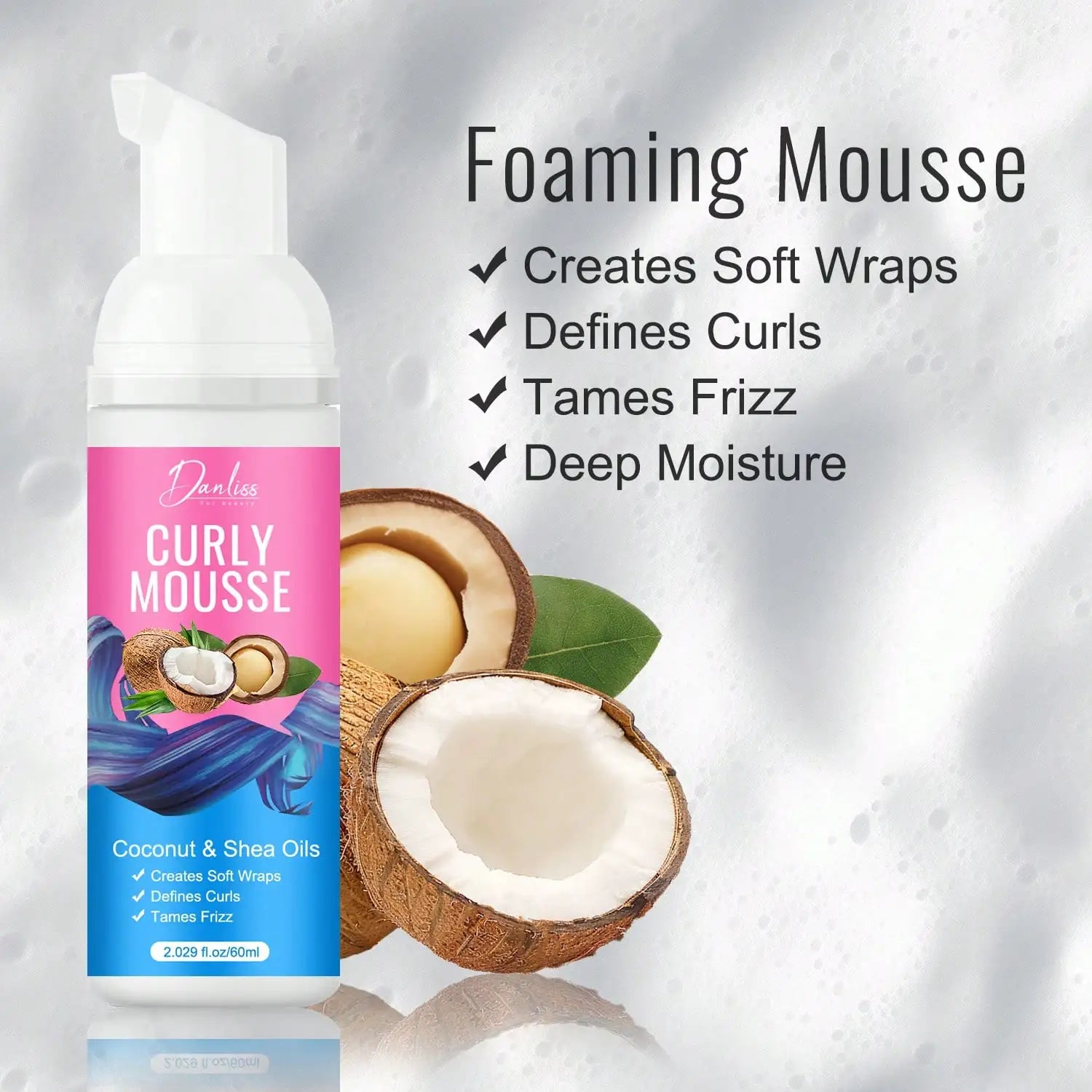 Lanemay Curl Mousse – Alcohol-Free Curl Definer & Moisturizer Curl Styling Mousse Oasis Select