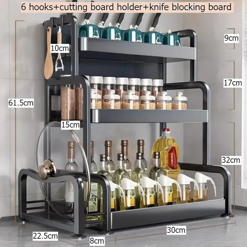 Multi-functional Household cutting board seasoning storage rack multi-layer knife holder chopstick cage kitchen countertop rack Oasis Select 3rd floor 30