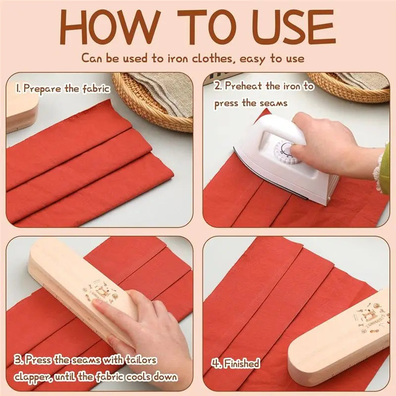 LIKE WISH Tailors Clapper Wooden Clappertailors Scissors For Quilting And Ironing Quilting Supplies Wrinkle-Resistant Sewing Too Oasis Select