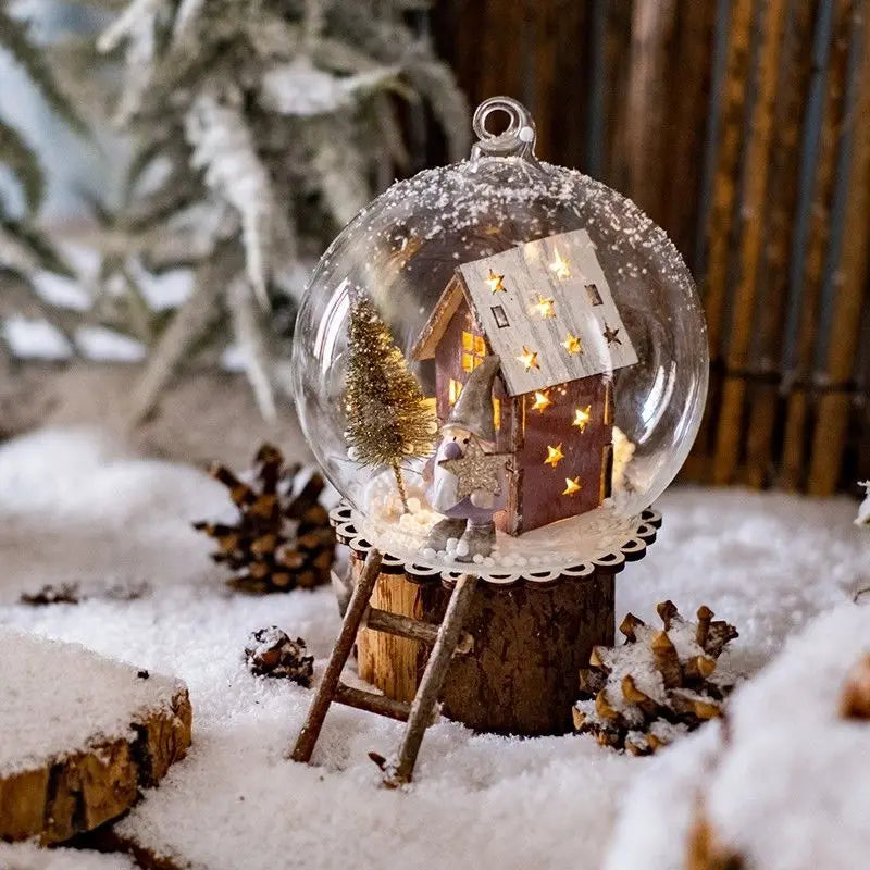 Christmas Micro Landscape Glass Ball Condole Christmas Tree Hanging Light Ball Christmas Decorative Lights Oasis Select