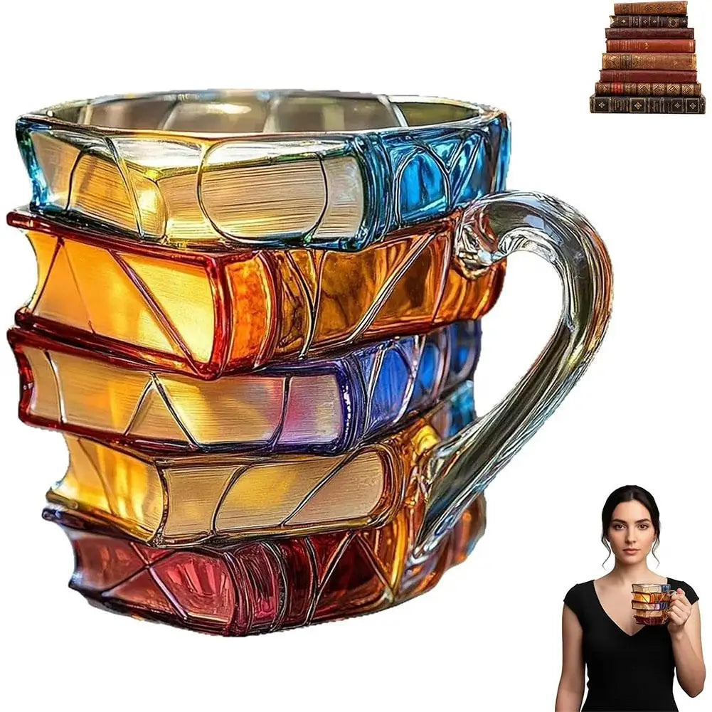 Painted Book Mug Resinz Novelty 3d Painted Books Coffee Mug Unique Colorful Resin Books Stack Coffee Cup Collection Gifts Oasis Select