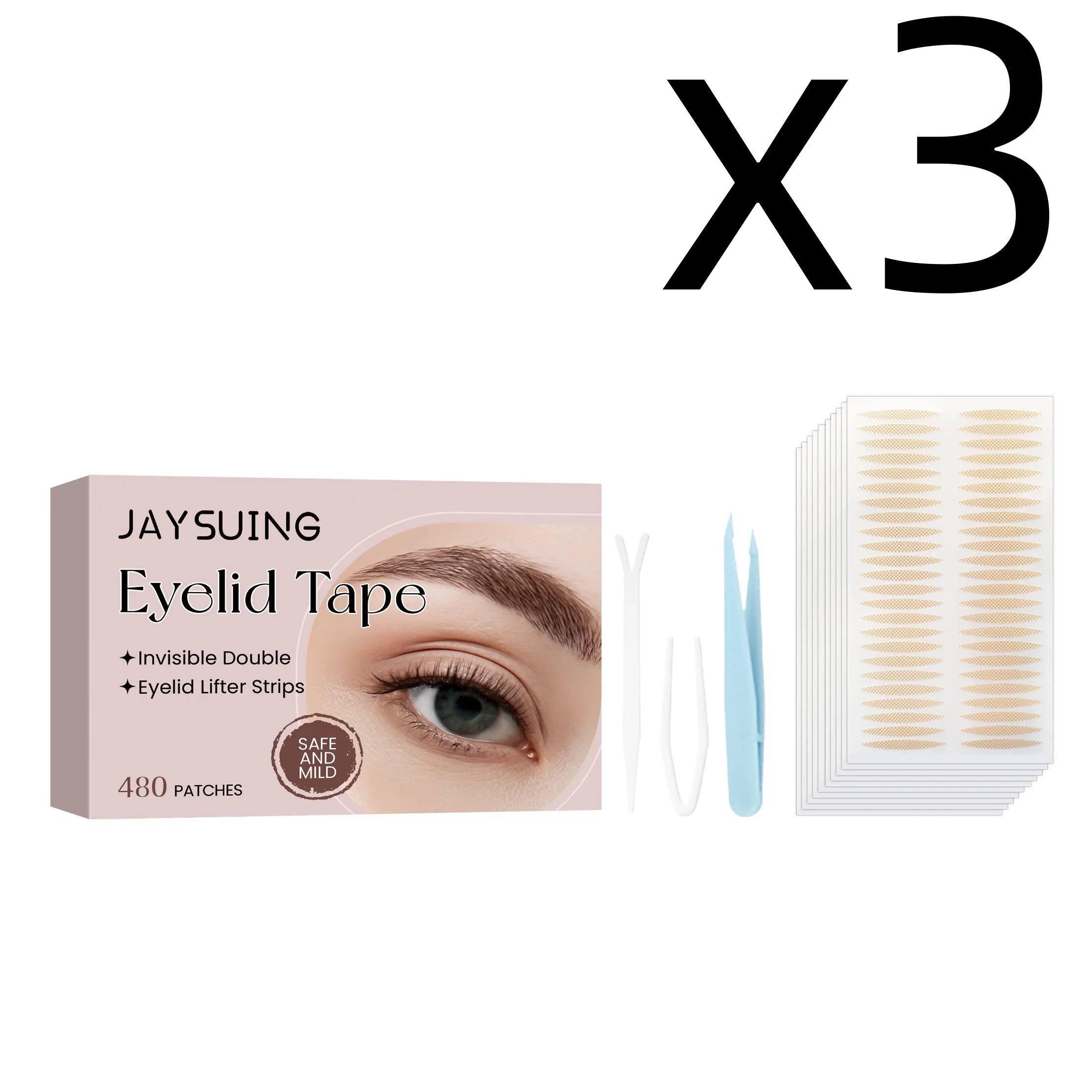 480pcs Invisible Eyelid Tape – Natural Eye Lift Strips Eyelid Lift Tape Oasis Select 3Set