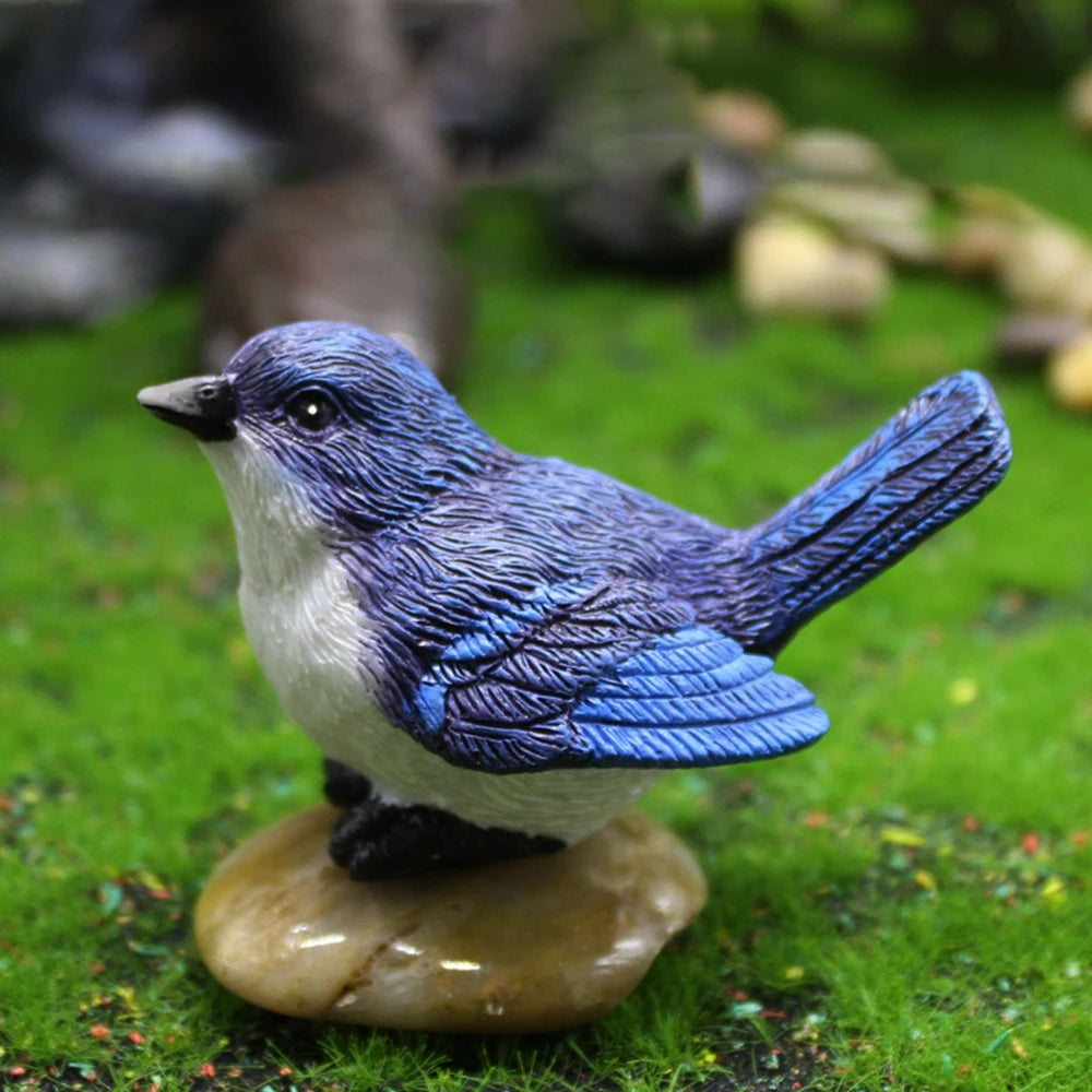 Crafts Dollhouse Little Birds Animal Model Succulent Plant Home Decor Fairy Garden Decor Micro Landscape Miniature Figurines Oasis Select L-Blue Bird