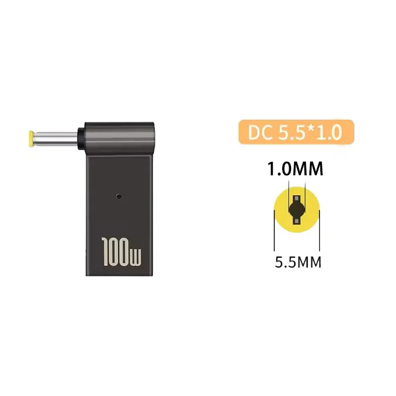 100W USB-C to DC Laptop Charger Adapter for Dell HP Asus Lenovo USB-C Laptop Adapter Oasis Select 5.5-1.0mm