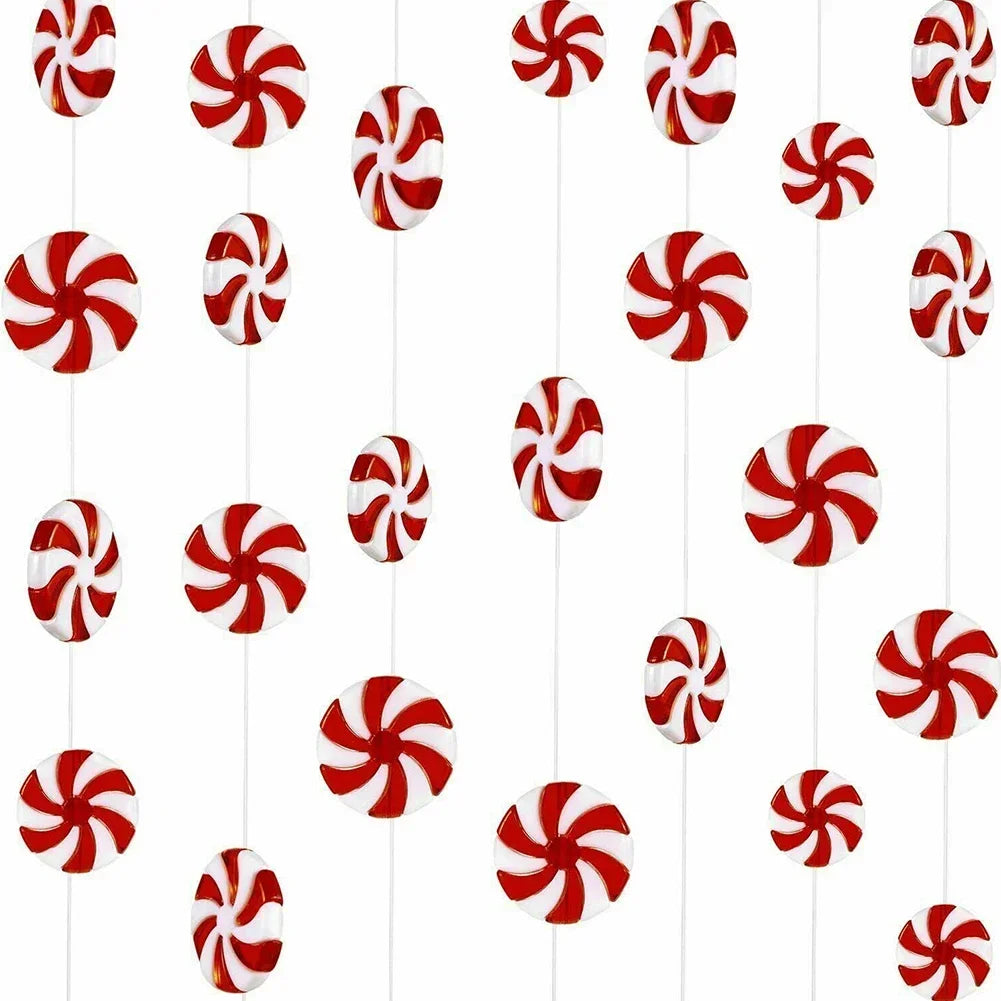 Xmas Candy Ornament Xmas Candy Pendant Red White 24*6mm Party Decoration Pendant Christmas Hanging Ornament Home Oasis Select