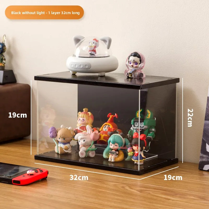 Figure building block display cabinet multi-layer stackable dust storage cabinet tide play figure transparent display box Oasis Select Black 1-32