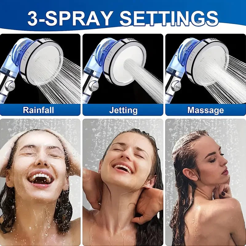 3-Mode Negative Ion Filter Handheld Shower Head | Water-Saving