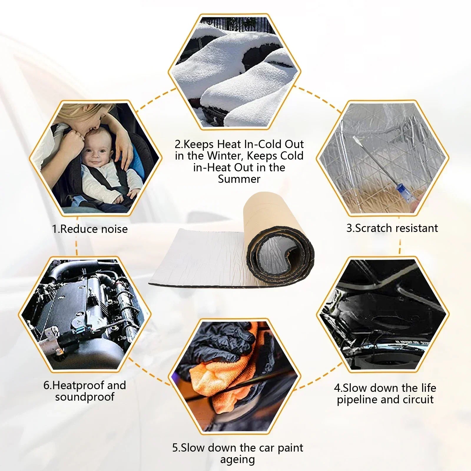 Car Sound Deadening Mat 5mm 10mm Heat Noise Insulation Pad 2000x500mm 250x400mm Hood Roof Door Wall Acoustic Foam Accessory Oasis Select