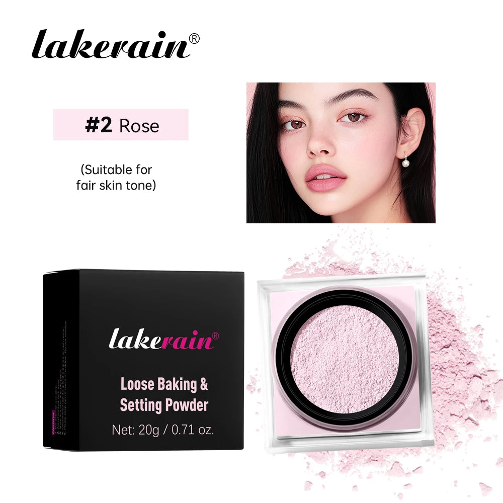 Loose Setting Powder And Puff Set Oil Control Long Lasting Natural Face Smooth Matte Finish Loose Powder Makeup Cosmetics Oasis Select 02 Rose