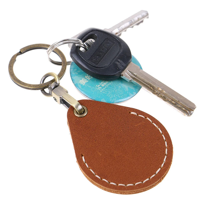 Vintage Leather Key Case – Access Card Holder & Key Fob Ring