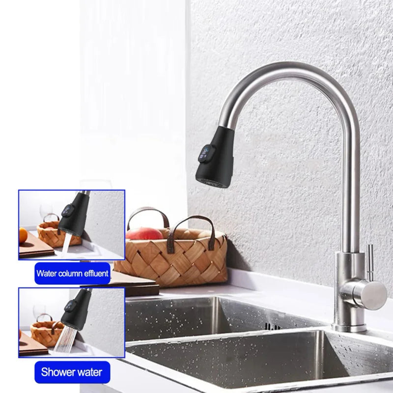 Kitchen Pull-Out Faucet Replacement Head Digital Display Temperature Sensor Nozzle Sink Basin Kitchen Pull Out Sprayer Nozzle Oasis Select