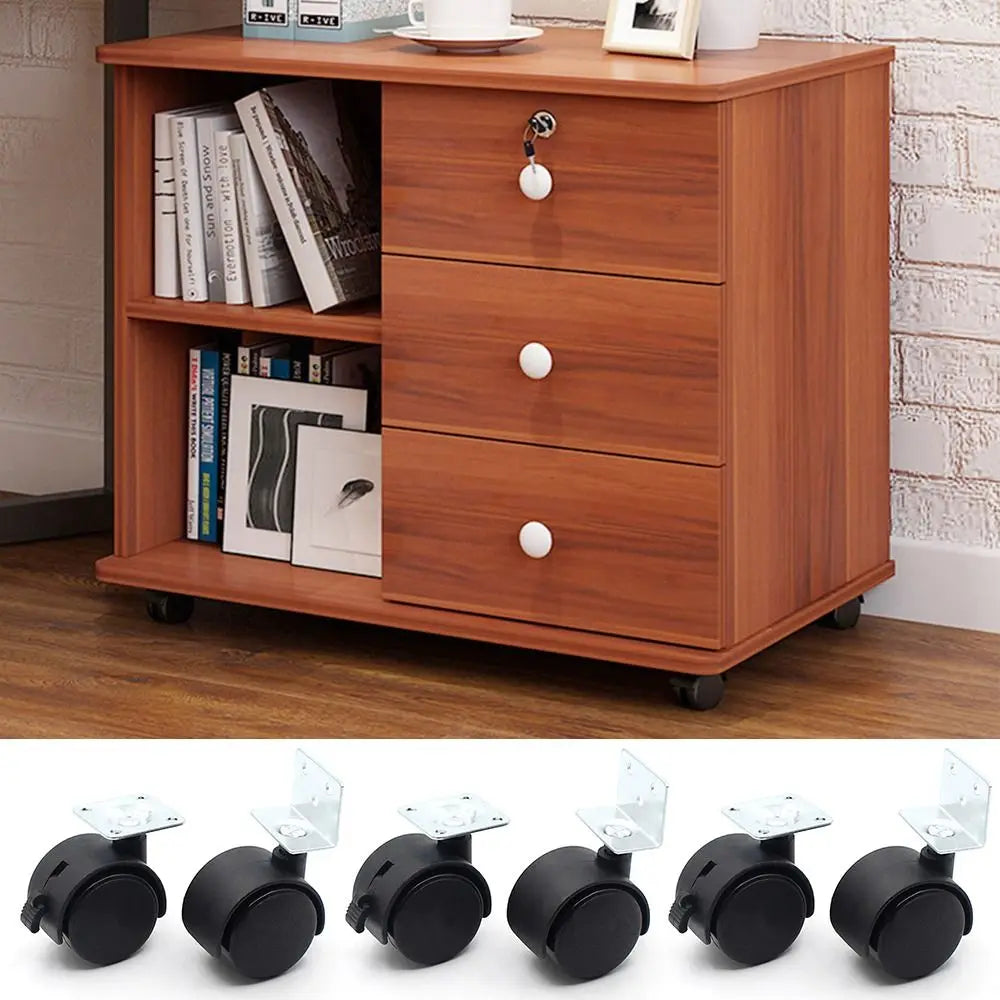 Nylon Cart Casters Plastic Silent Furniture Pulley Black Replacement Accessories Swivel Plate Casters Office Computer Chair Oasis Select