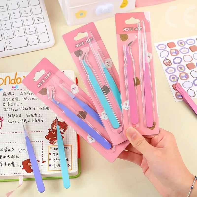 2pcs Tweezers Creative Macaroon Color Clip for DIY Decroative Journal Diary Scrapbook Sticker Tool Back To School Student Supply Oasis Select