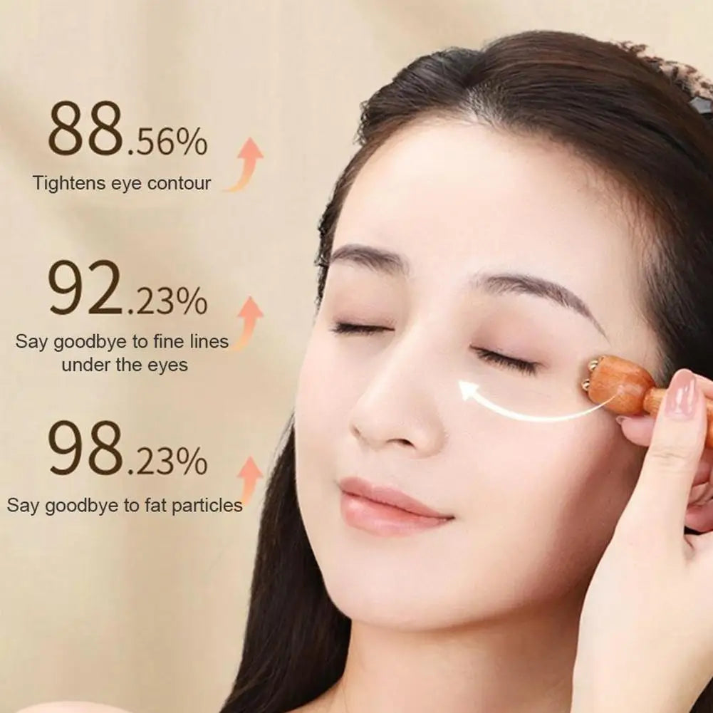 Facial Massager, Lotus Seedpod Beauty Brass Bead & Rosewood Facial Gua Sha Tool Eye Relaxation Meridians Point Acupoint Massage Oasis Select
