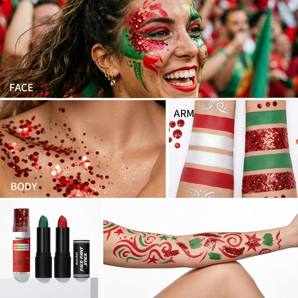 Face Body Painting Stick & Glitter Stick High Sparkle Face Paint for Sports Birthday Party Festival Celebrations Graffiti Makeup Oasis Select