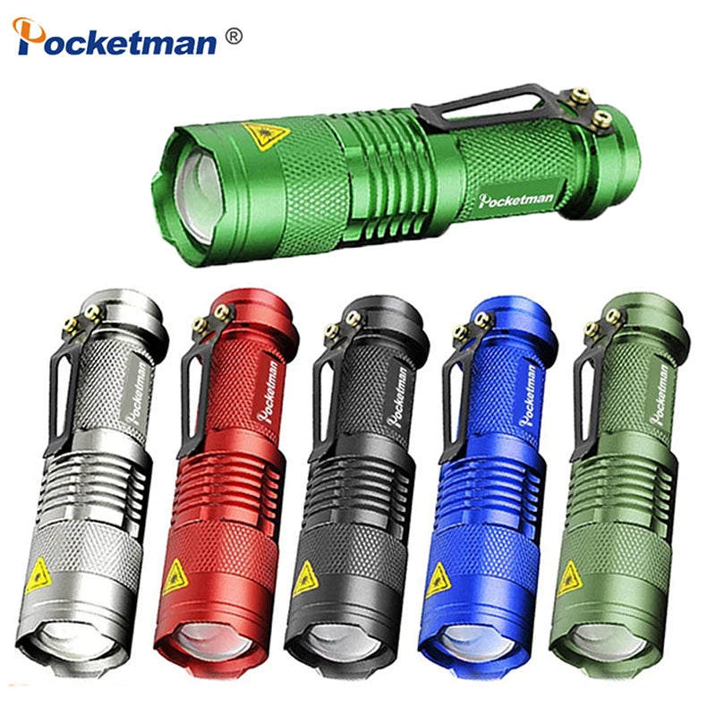 LED Flashlight Pocket Emergency Flashlight Zoomable Torch Aluminium Alloy 3 Lighting Modes Flashlight Waterproof Torch Oasis Select