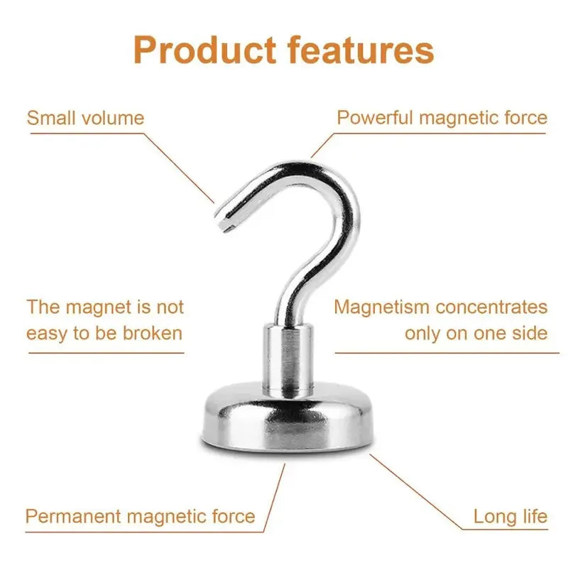 12/6/1Pcs Strong Neodymium Magnetic Hook Sucker Metal 12kg 5Pounds Diameter 20mm Magnets Quick Hook Shelf Ring For Home Kitchen Oasis Select