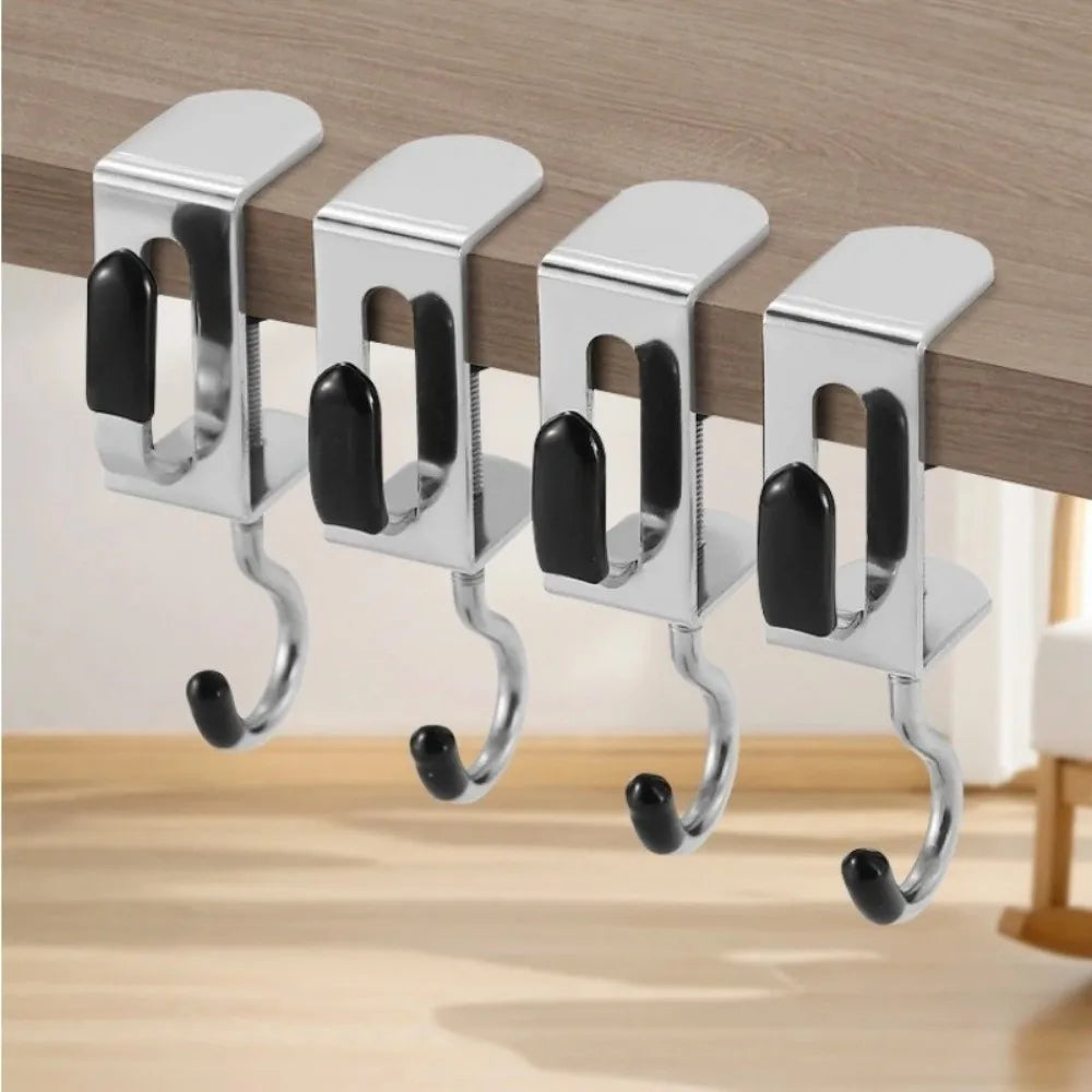 2pcs Portable Adjustable Desk Edge Hook Detachable Punch-free Backpack Hook Headphone Hanging Hook Home Office Organizer Oasis Select