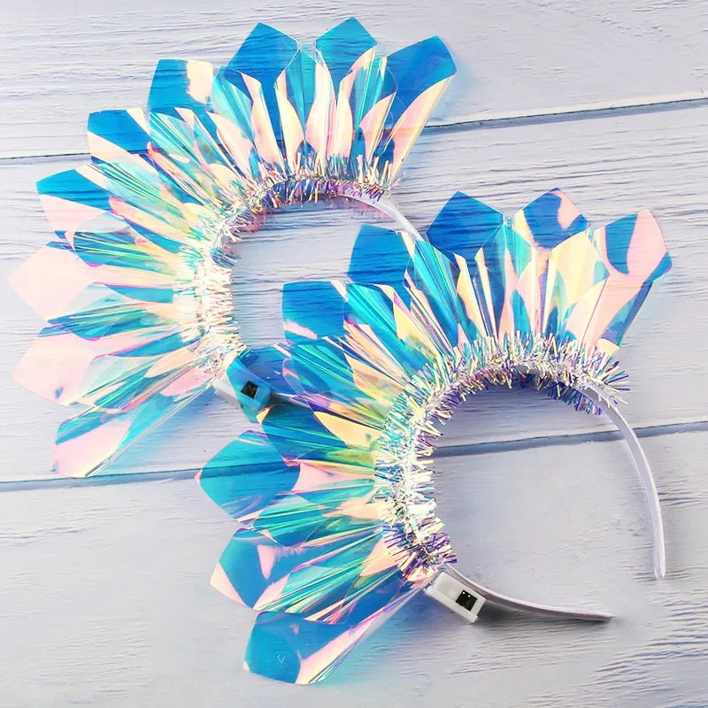 Glowing Laser Headband Light Up Hair Hoop Colorful LED Party Accessories for Halloween Christmas Stage Show Decoration Gift Oasis Select