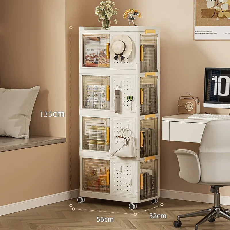 Stackable bookcase storage box Movable sorting folding box Classroom storage Living room sundries storage box sturdy and durable Oasis Select