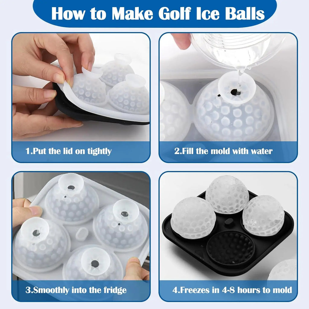 1-10PCS Ice Cube Mold 3D Golf Ice Puck Hockey Tray Mold Whiskey Silicone Ice Box Silicone Ice Tray Ice Hockey with Funnel Oasis Select