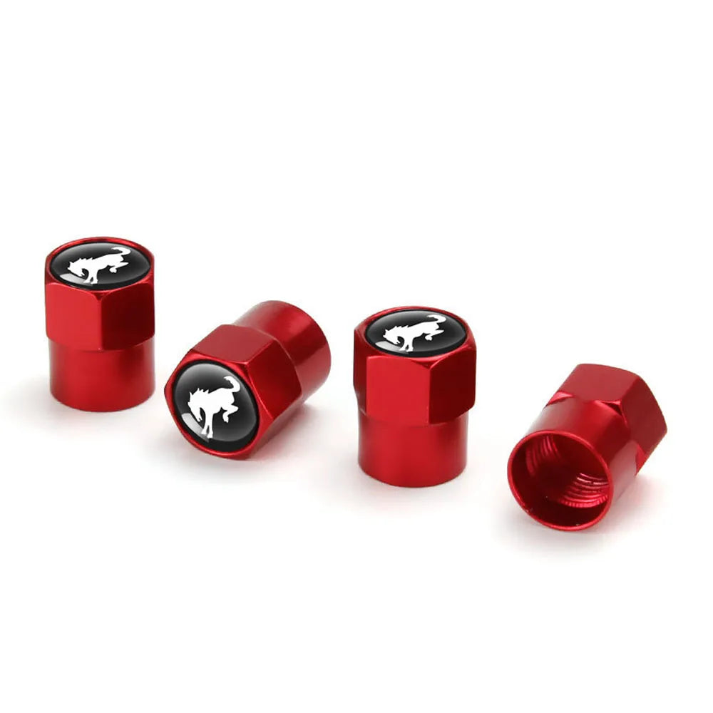 4Pcs Skull Car Wheel Tire Valve Stem Caps Airtight Dust Proof Covers Universal Tire Air Valve Caps for Cars, Trucks, Bicycles Oasis Select Red-horse