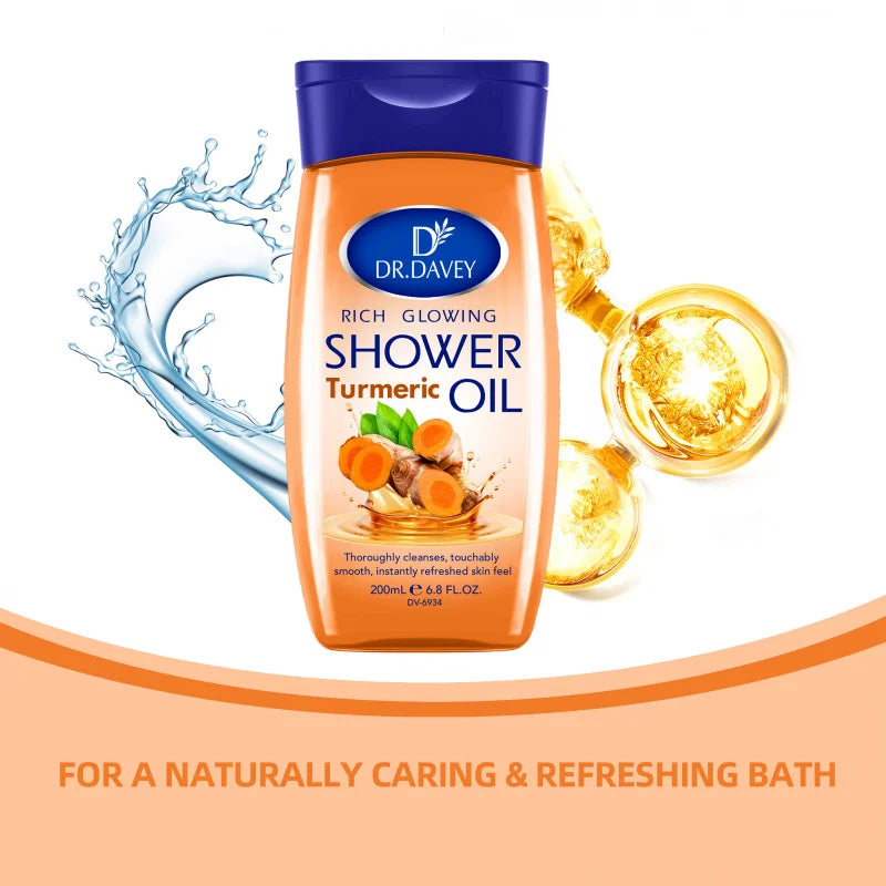 DR.DAVEY Turmeric Shower Oil 200ml – Body Moisturizer for Men & Women