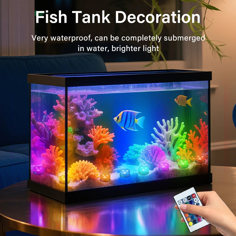 RGB LED Underwater Light With Remote Control Battery Powered 3LEDs Submersible Lamp Waterproof For Swimming Pool Garden Party Oasis Select