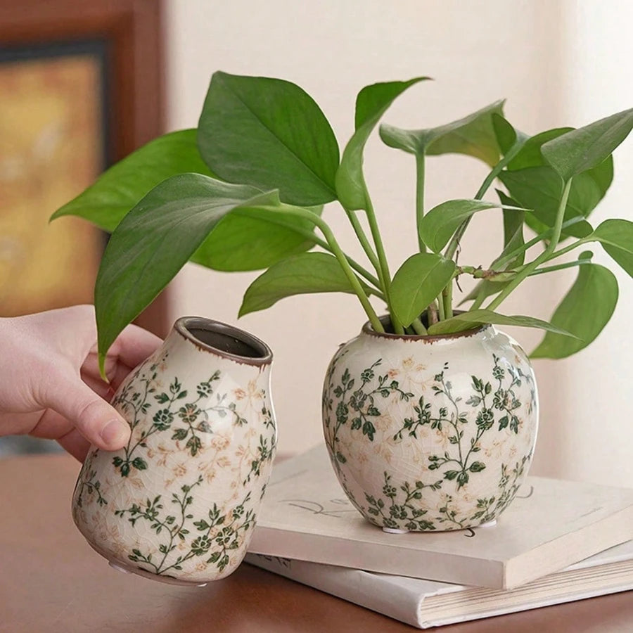 Ice Cracked Ceramic Vase Handmade Vase Bohemian Art Home Decoration Living Room Office Decoration Dried Flower Display Vase Oasis Select