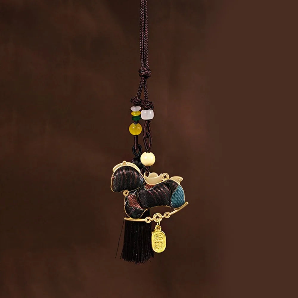 Chinese Style Pony Embroidered Pendant Satin Brocade New Year Horse Pendant Spring Festival Tassel Horse Hanging Decoration Oasis Select Style 2 4XL