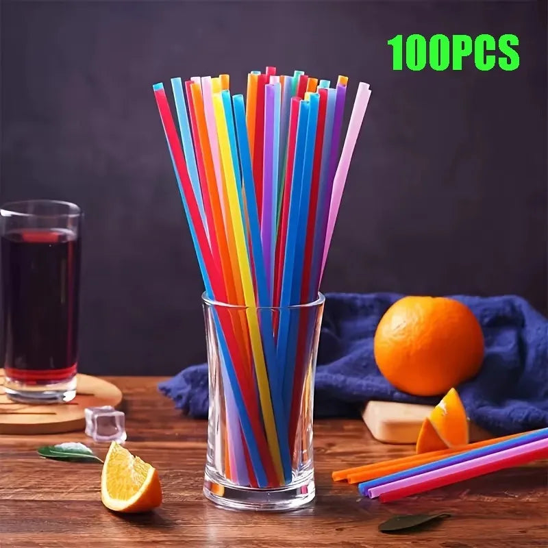 Multicolor Drinking Straws Child Plastic Straws Multi-time Milk Tea Beverage Accessories Black Straw Wholesale Party Supplies Oasis Select 100PCS-Multicolors