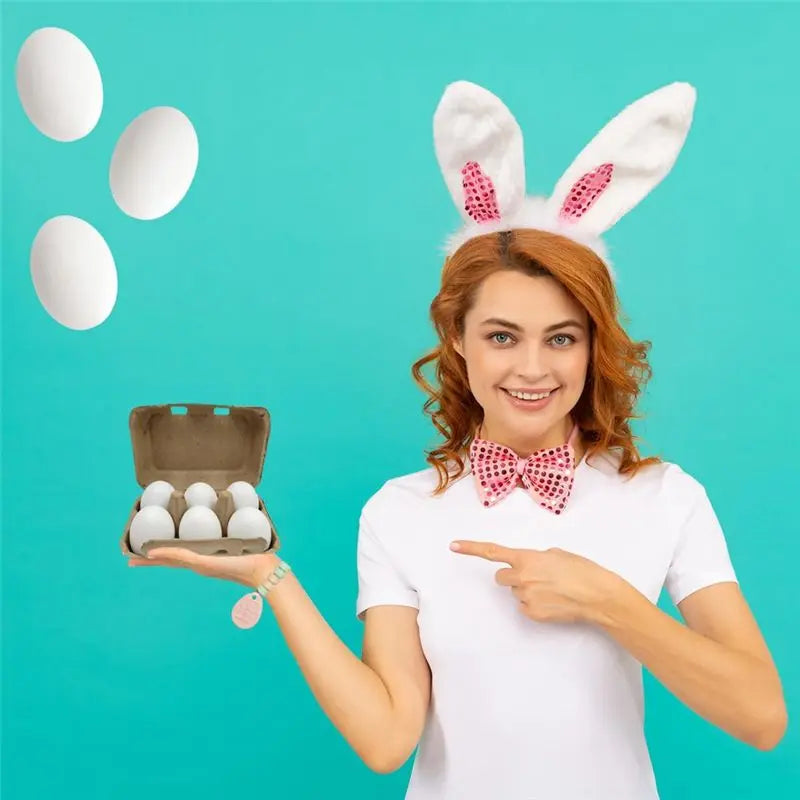LIKE WISH Wooden Fake Eggs White Wooden Eggs, Perfect For Easter Crafts, Decor And Egg Hunts, Durable 2.3 Inches (6-Pack) Oasis Select