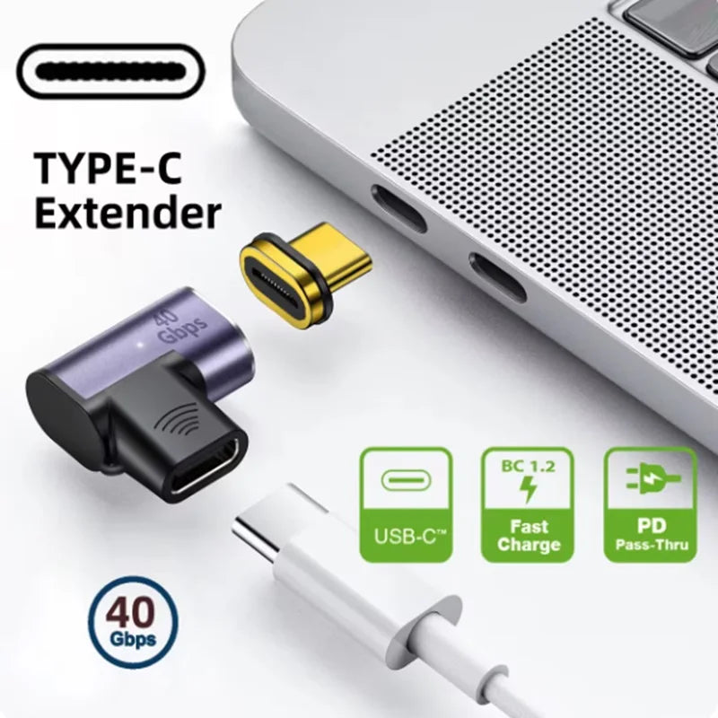 Type c USB C Male to Female USB4.0 Magnetic Adapter 8k USB C To Type C 40Gbps 100W 140W 5A Fast Charging Magnet Converter Oasis Select