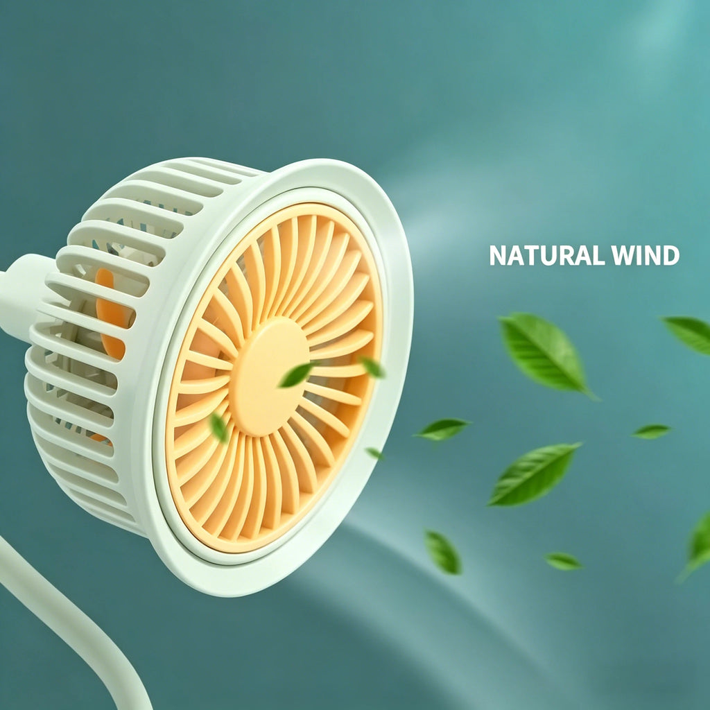 Clip-On Mini Fan 360° Flexible Neck | USB Rechargeable Quiet