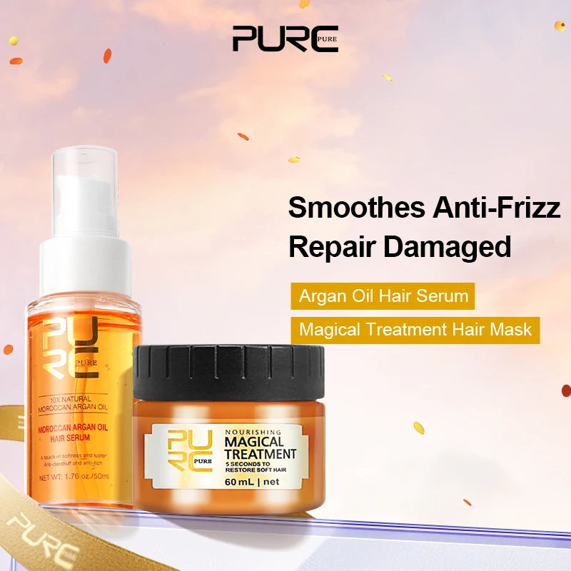 PURC Magical Hair Mask & Argan Hair Oil Set Keratin Treatment Smoothing Straightening Repair Damage Hair Beauty Health Products Oasis Select China Mainland