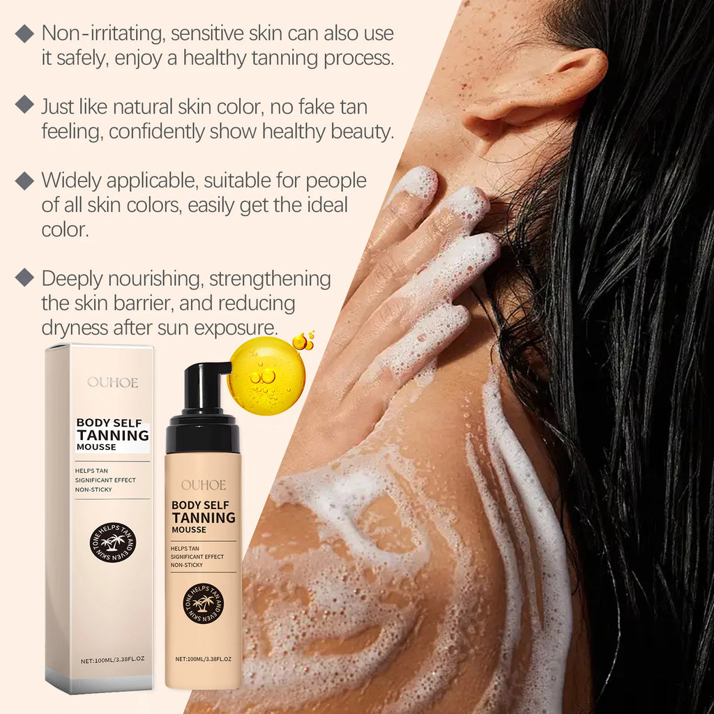 100ML Sunless Body Tanning Mousse Gentle Hydrating Enhance Healthy Gloss Improve Smoothness Non-greasy Bronzer Tanning Cream Oasis Select