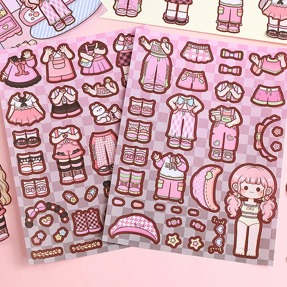 Dress Up Girls Stickers DIY Cartoon Princess Change Clothes Kawaii Toys Children Birthday Party Decor Gifts Stationery Sticker Oasis Select