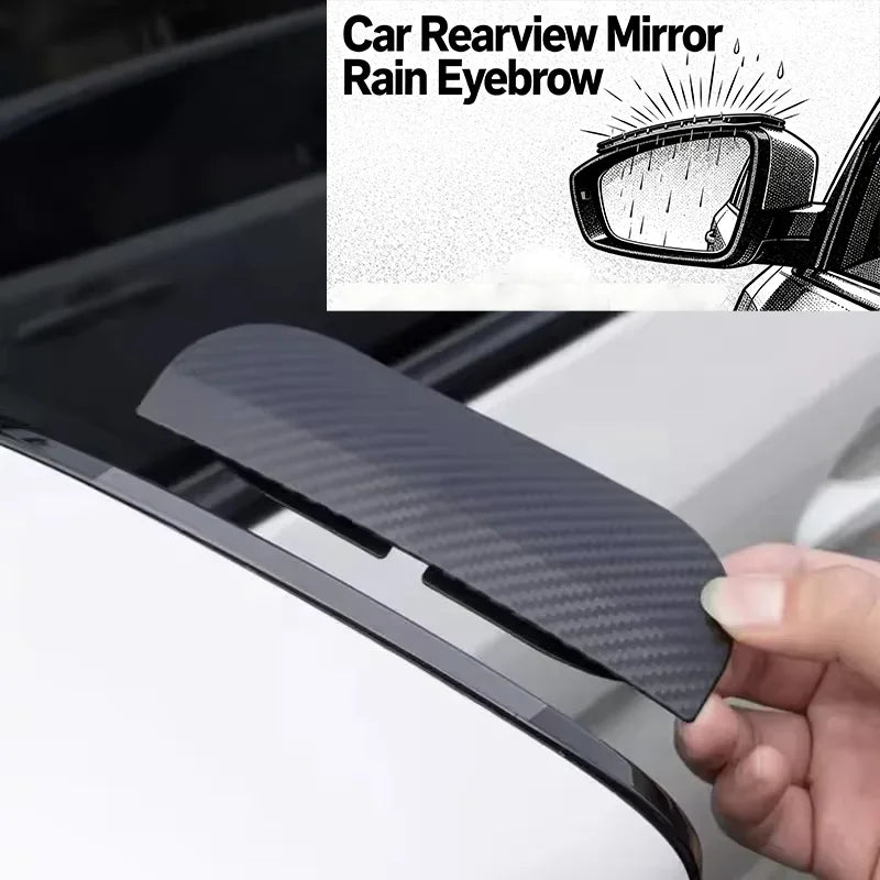 2PCS Carbon Fiber Rearview Mirror Rain Cover Visor Shade