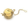 Stainless Steel Teapot Shape Herbal Spice Filter Diffuser Tea Strainer Loose Tea Infuser with Chain Kitchen Gadget Teaware Oasis Select gold