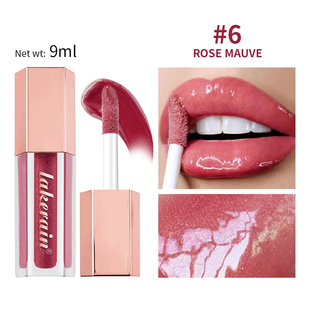 8-Color Liquid Light Glitter Lip Glaze Long-lasting Deep Moisturizing Lip Gloss Reduce Lips Lines Slight Shimmer Makeup Lip Oil Oasis Select 6rose mauve