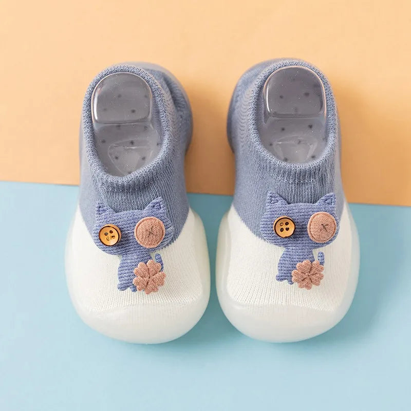 Comfy & Breathable Slip-On Shoes for Baby Boys & Girls - Perfect for First Walkers Toddlers Cartoon Baby Walking Socks Oasis Select Blending GRAY 26-27
