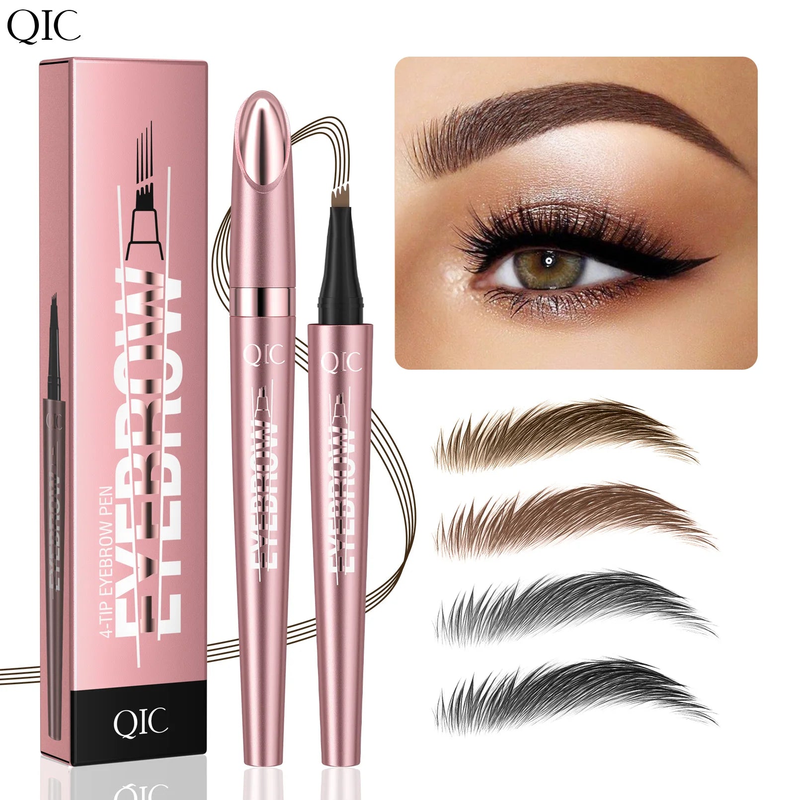 QIC 4-Claw Liquid Eyebrow Pen – 3D Microblading Brow Makeup