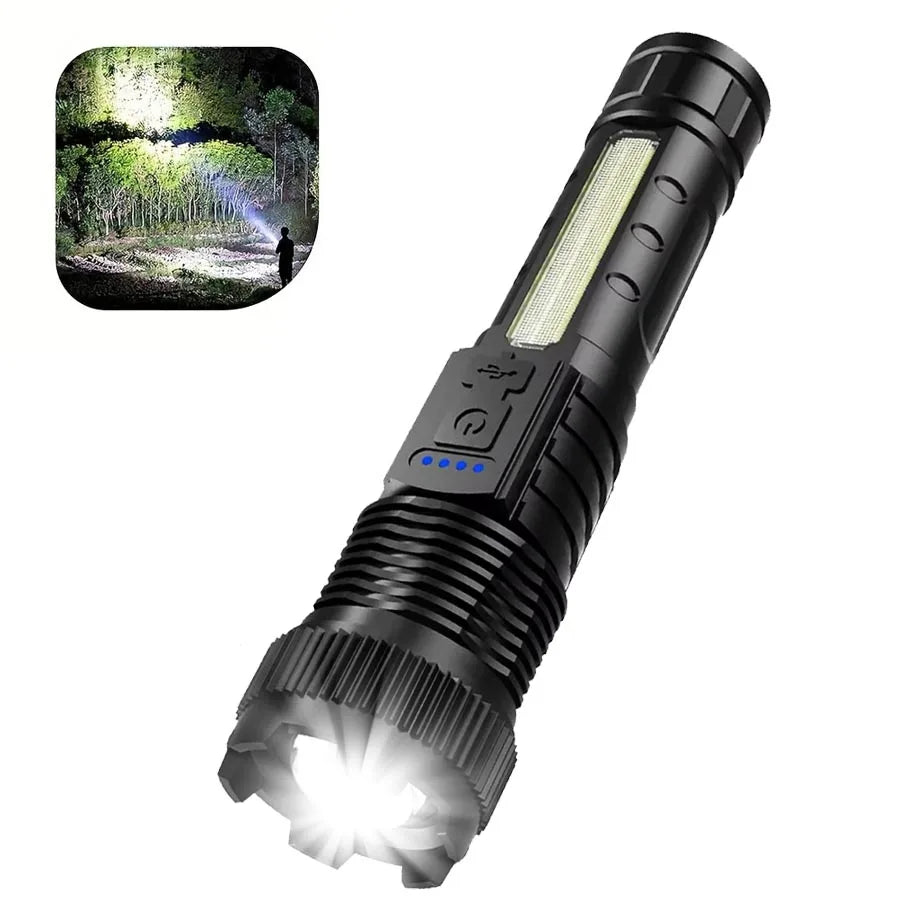 High Power LED Flashlight Type-C Rechargeable Tactical Torch with Built-in Battery Pen Clip Flashlights Outdoor Camping Lantern Oasis Select 1PCS