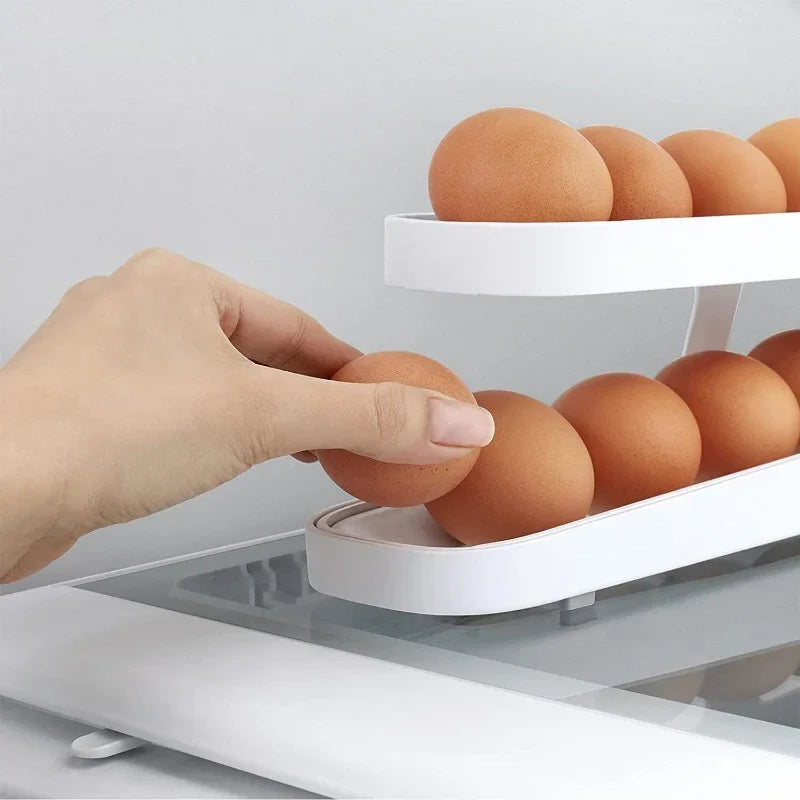 Automatic Rolling Egg Holder Rack Fridge Storage Box Egg Container Kitchen Refrigerator Egg Dispenser Fridge Organizer Oasis Select
