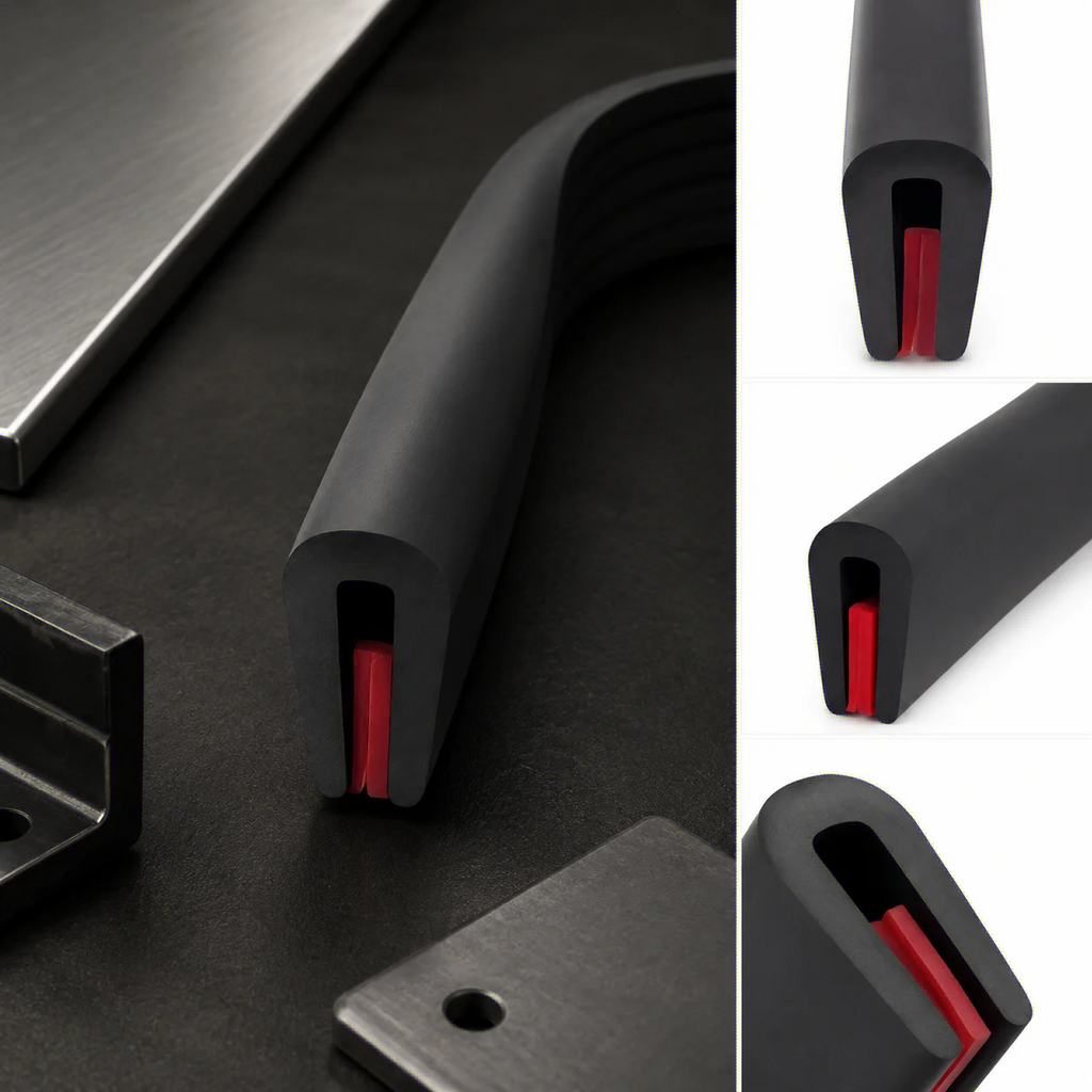 1 Piece 1M Black Self-Adhesive Rubber U-Shaped Edge Strip for Metal Sheets - Durable Sealing Strip Oasis Select